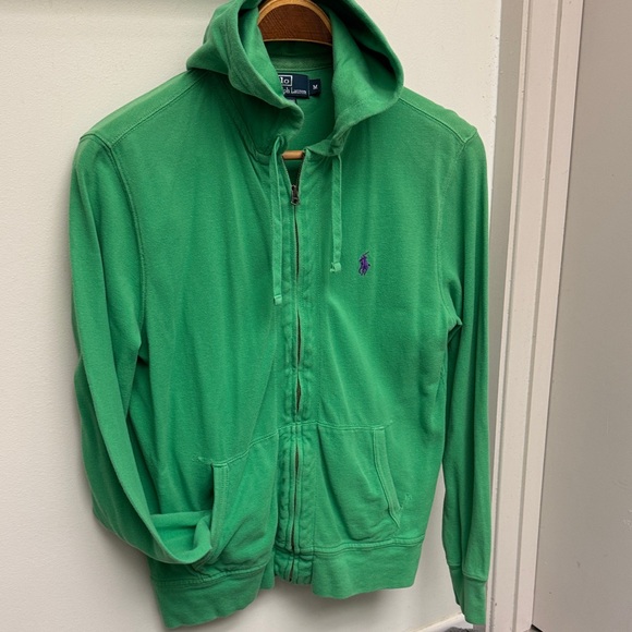 Vintage men’s 90s Polo by Ralph Lauren Vibrant Green Zip-Up crop Jacket M